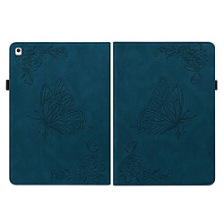 Etui en PU motif fleur et papillon avec porte-cartes et support bleu pour votre Apple iPad 10.2 (2021)/(2020)/(2019)