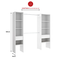 Avis Pegane Armoire dressing en bois mélaminé avec 2 colonnes et 2 tiroirs coloris blanc - Longueur 160 x Profondeur 50 x Hauteur 185 cm