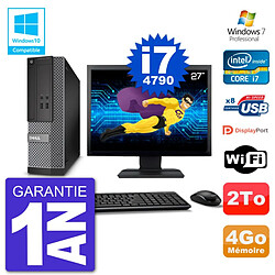 PC Dell 3020 SFF Ecran 27" Intel i7-4790 RAM 4Go Disque 2To Graveur DVD Wifi W7 - Occasion