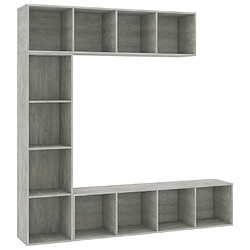 vidaXL Jeu de bibliothèque/meuble TV 3 pcs Gris béton 180x30x180 cm