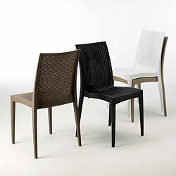 Acheter Table Carrée Noire 90x90cm Avec 4 Chaises Colorées Grand Soleil Set Extérieur Bar Café Bistrot Passion, Couleur: Marron