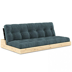 Inside 75 Canapé lit futon BASE algues couchage 130cm dossiers noirs coffres