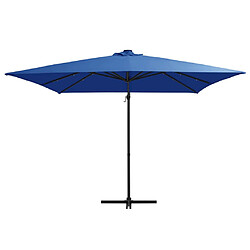 ComfortXL Parasol Déporté Avec LED Et Mât En Acier 250x250 Cm Bleu Azuré