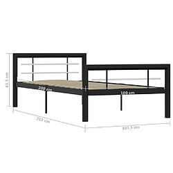 vidaXL Cadre de lit sans matelas noir et blanc métal 90x200 cm pas cher