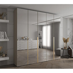 Abiks Meble Inova 1 Armoire avec miroir et portes battantes 236,7/250/47 5 Portes (gris/d’oro)