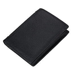 Portefeuille Cuir Véritable 3-Volets RFID Blocage Cartes Protection Grande Capacité Noir YONIS