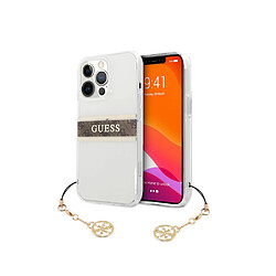 Guess Maroquinerie Guess Coque pour Apple iPhone 13 Pro Stripe Charm avec breloque Marron