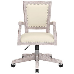 Helloshop26 Chaise fauteuil siège de bureau informatique étude pivotante lin beige 02_0024050