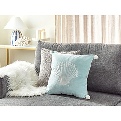 Beliani Coussin LEATHESIA Coton 45 x 45 cm Bleu clair