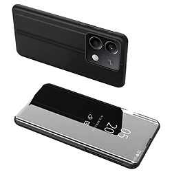 Htdmobiles Housse pour Xiaomi Redmi Note 13 5G - etui coque portefeuille clear view miroir + verre trempe - NOIR