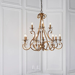 Acheter Interiors 1900 Chandelier Oksana, laiton antique, pendeloques cristal, 12 éclairages