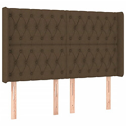 Avis Maison Chic Tête de lit scandinave à LED,meuble de chambre Marron foncé 147x16x118/128 cm Tissu -MN73339