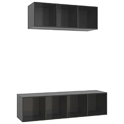 vidaXL Ensemble de meubles TV 2 pcs Gris brillant Bois d'ingénierie