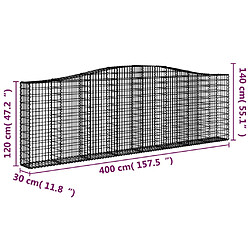 vidaXL Paniers à gabions arqués 8 pcs 400x30x120/140 cm Fer galvanisé pas cher