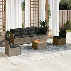 Maison Chic Salon de jardin avec coussins 7 pcs, Ensemble Tables et chaises de jardin, gris résine tressée -GKD541230