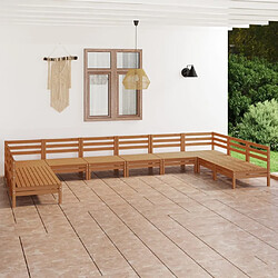 Maison Chic Salon de jardin 10 pcs - Table et chaises d'extérieur - Mobilier/Meubles de jardin Moderne Marron miel Bois de pin massif -MN67545