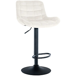 Decoshop26 Tabouret de bar x1 structure métallique noir assise en velours crème avec surpiqûres 10_0005446