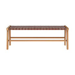 Acheter Rendez Vous Deco Banc Kuna 120 cm en cuir tressé marron