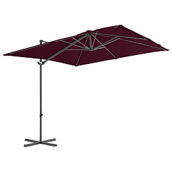 ComfortXL Parasol Déporté Avec Mât En Acier Rouge Bordeaux 250x250 Cm