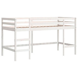 Vidaxl Lit mezzanine enfants échelle blanc 80x200 cm bois pin massif