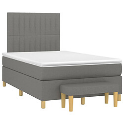 Maison Chic Lit adulte- Lit + matelas,Sommier à lattes de lit avec matelas gris foncé 120x190cm tissu -GKD14345