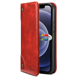 Etui en PU + TPU fermeture magnétique, antichoc rouge pour votre iPhone 12 mini 5.4 pouces