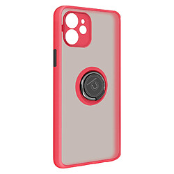 Avizar Coque iPhone 11 Bi-matière Bague Métallique Support rouge