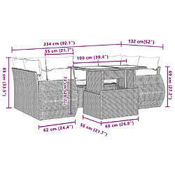 Acheter vidaXL Salon de jardin avec coussins 7 pcs gris clair résine tressée