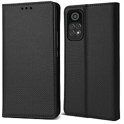 Moozy Étui à rabat pour Xiaomi Redmi Note 11 / 11S, noir – Étui portefeuille à rabat magnétique intelligent avec porte-cartes et support, emplacements pour cartes de crédit, fonction béquille