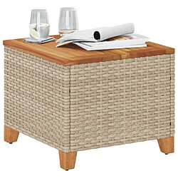 Avis Maison Chic Table de jardin | Table d'extérieur beige 45x45x37 cm résine tressée et bois acacia -GKD28511