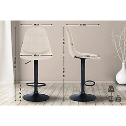 Acheter Decoshop26 Tabouret de bar x1 avec repose-pieds hauteur réglable pivotant assise en tissu crème cadre métallique noir 10_0004838