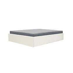 Acheter Lit adulte 140 x 190 cm + coffre de rangement - Tissu gris beige - ECLIPSE