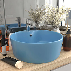 vidaXL Lavabo de luxe avec trop-plein Bleu clair mat 36x13cm Céramique