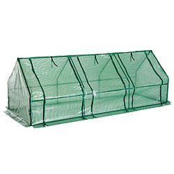 Homcom Mini serre de jardin 270L x 90l x 90H cm acier PE haute densité 140 g/m² anti-UV 3 fenêtres avec zip enroulables vert