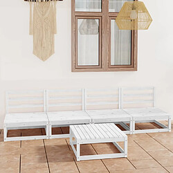 Maison Chic Ensemble de salle à manger de jardin 5 pcs,Table et chaises d'extérieur Blanc Bois de pin massif -GKD514633