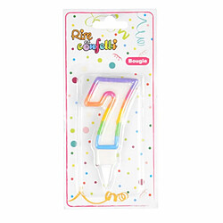 Paris Prix Bougie d'Anniversaire Chiffre 7 7cm Multicolore