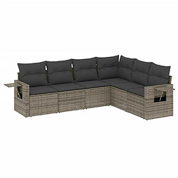 vidaXL Salon de jardin 6 pcs avec coussins gris résine tressée