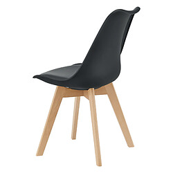 Lot de 6 Chaises de Salle à Manger Scandinave Siège Cuisine Plastique Similicuir Hêtre 81 x 49 x 57 cm Noir [en.casa] pas cher