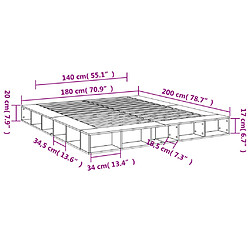 Vidaxl Cadre de lit blanc 180x200 cm bois d'ingénierie pas cher