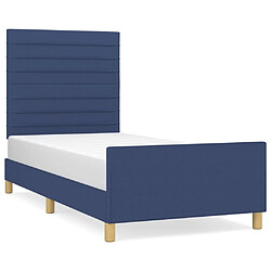 Maison Chic Lit adulte - Cadre Structure de lit avec tête de lit Contemporain Bleu 100 x 200 cm Tissu -MN30313