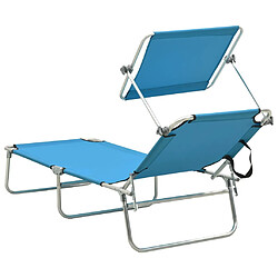 Acheter vidaXL Chaise longue pliable avec auvent bleu aluminium