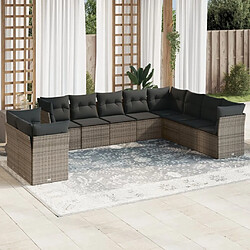 Maison Chic Salon de jardin avec coussins 10 pcs | Ensemble de Table et chaises | Mobilier d'Extérieur gris résine tressée -GKD14268