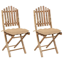 vidaXL Chaises pliables de jardin lot de 2 avec coussins Bambou