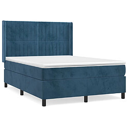 Maison Chic Lit Adulte - Lit simple Lit à sommier tapissier et matelas moelleux - Meuble de Chambre - Bleu foncé 140x200cm Velours -MN46728