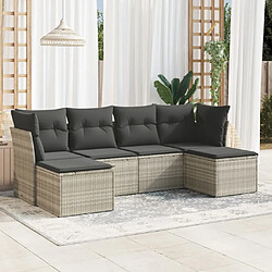 vidaXL Salon de jardin 6 pcs avec coussins gris clair résine tressée