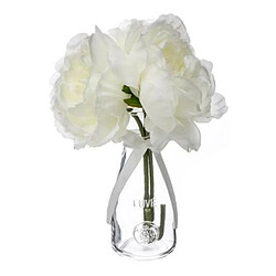 Composition Florale & Vase 3 Pivoines Verre 25cm Transparent