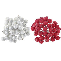 400pcs mini noël fruits givrés baies de houx décor de fleurs artificielles