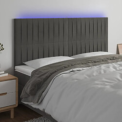 vidaXL Tête de lit à LED Gris foncé 160x5x118/128 cm Velours