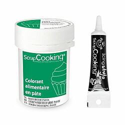 Scrapcooking Colorant alimentaire en pâte 20 g Vert émeraude + Stylo de glaçage noir