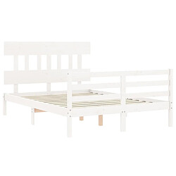 Maison Chic Lit adulte - Cadre Structure de lit avec tête de lit Contemporain blanc double bois massif -MN62057 pas cher